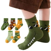 Esaierr 5 Pairs Fall Winter Kids Socks for Girls Boys Thermal Warm Non-skid Home Socks,cartoon Mid-Calf Socks,baby Girls Student Cotton Socks 1-12 Years